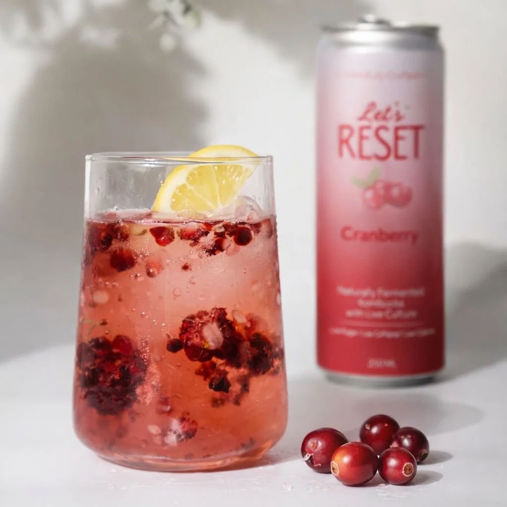 Let’s Reset Cranberry Kombucha